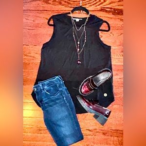 Michael Kors women’s v-neck tank with sheer bottom. Dressy